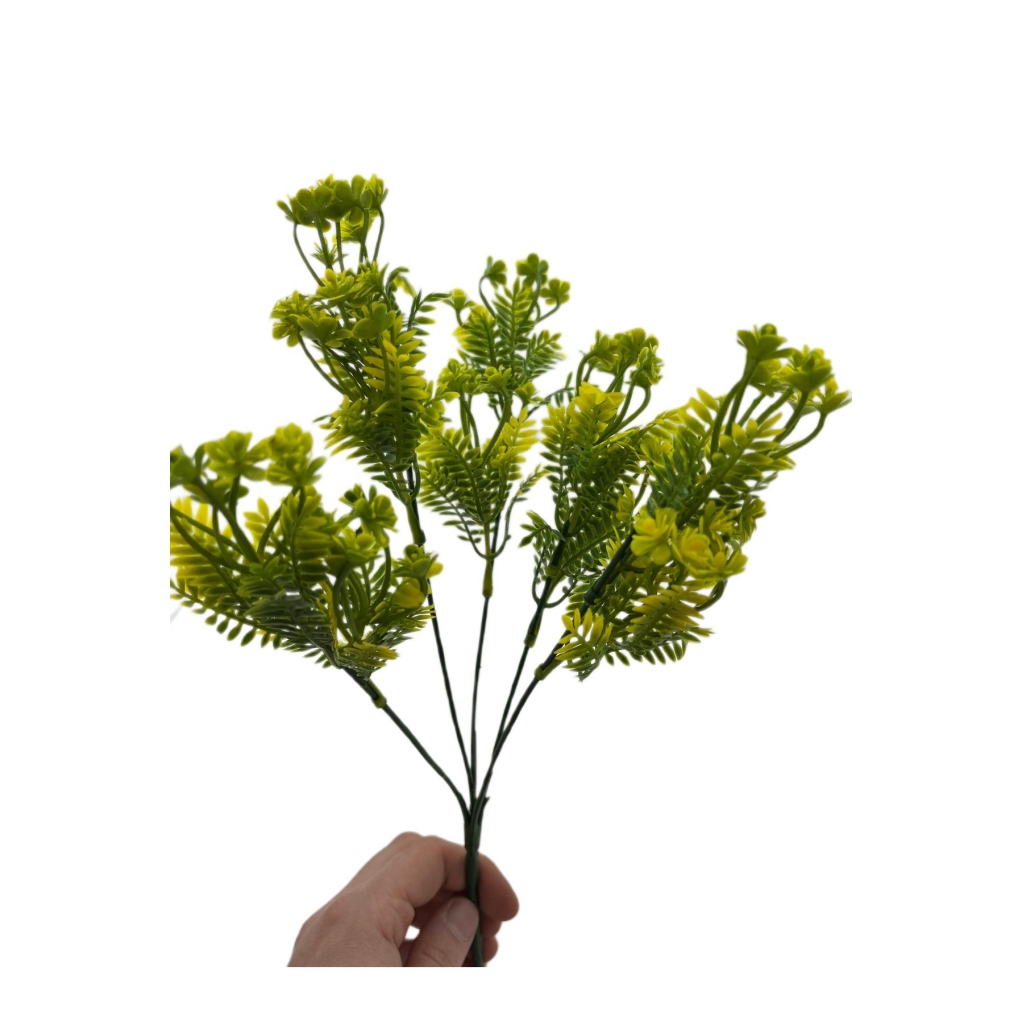 Yeşil 5 Dallı Dekoratif Yapay Çiçek 5 Dal Demet Yapay Çiçek 30 cm