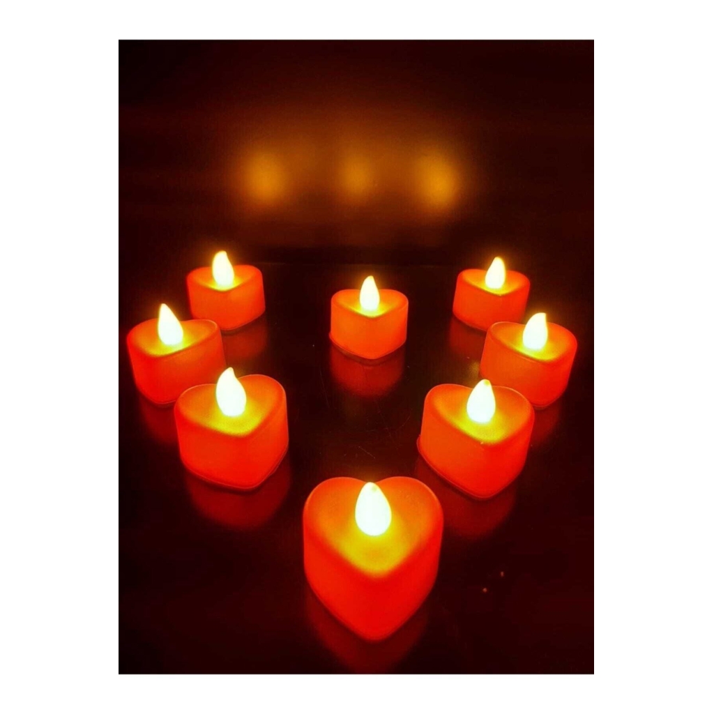 24 Adet Kalp Şeklinde Led Mum Kalpli Tealight Piller Dahil